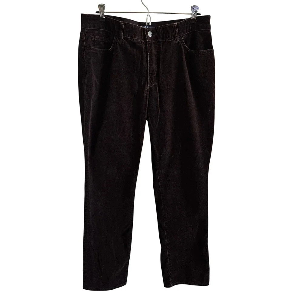Chaps Womens Brown Corduroy Straight Leg Pants Size 12 Espresso Cotton Blend